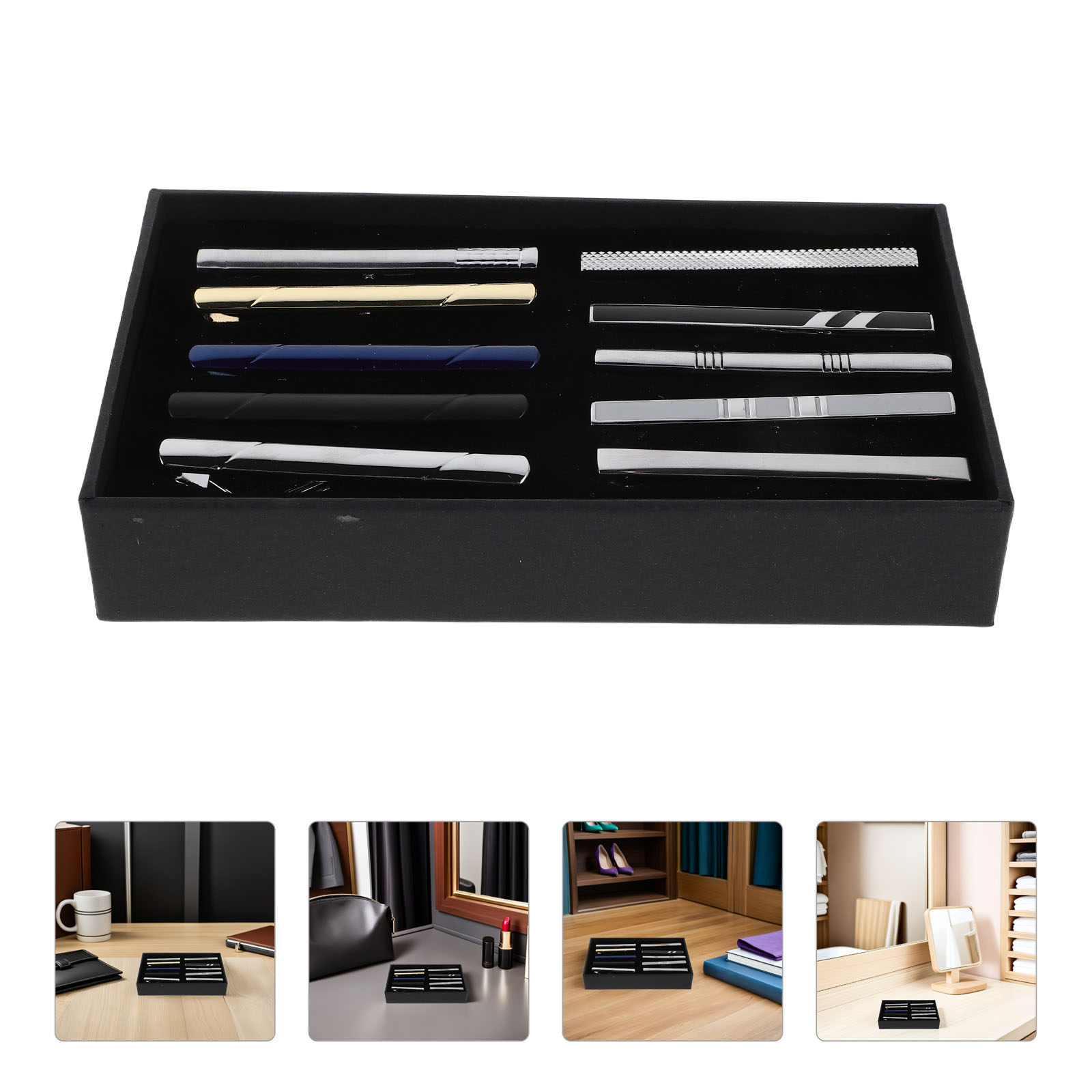 Neck Tie Set Box - Conjunto de 10 prendedores de gravata,