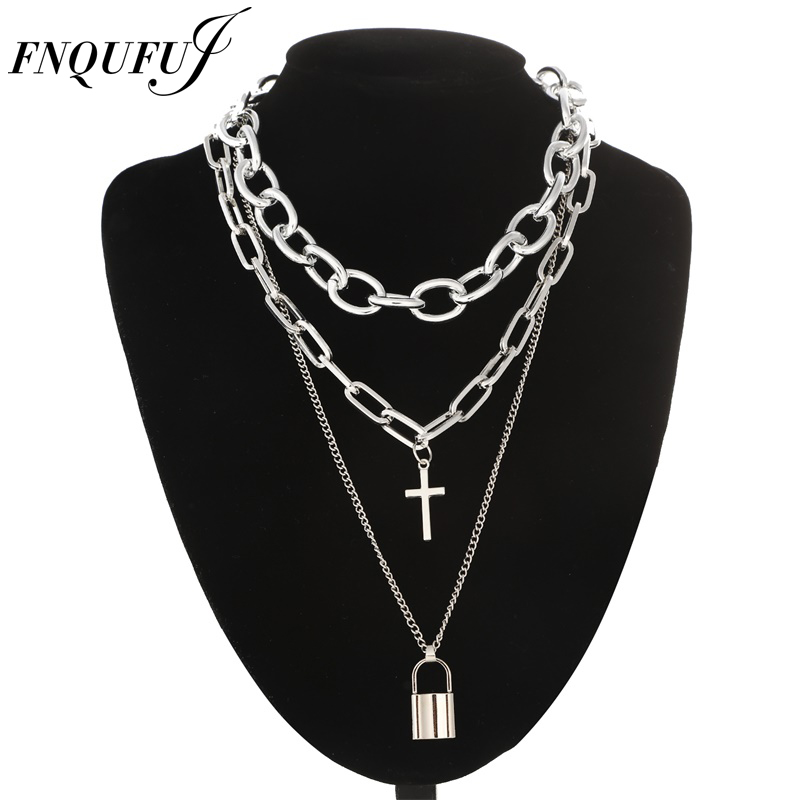 FNQUFUJ em camadas grunge esté - Men Accessories Neck Chain avaliação e preço